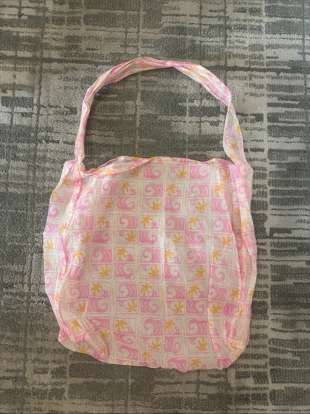 Free People Pink and Yellow Patterned Shoulder Tote
